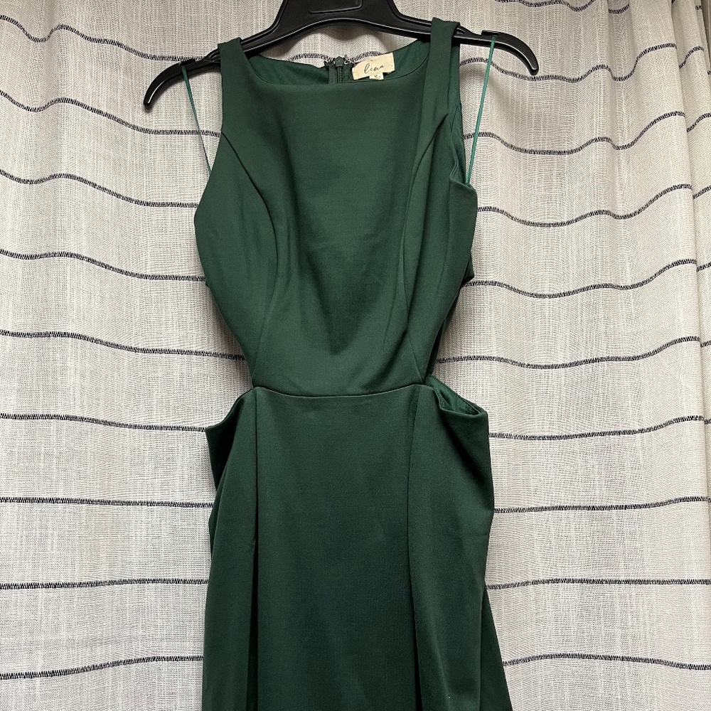 Lina brand forest green cut out dress size M NWT